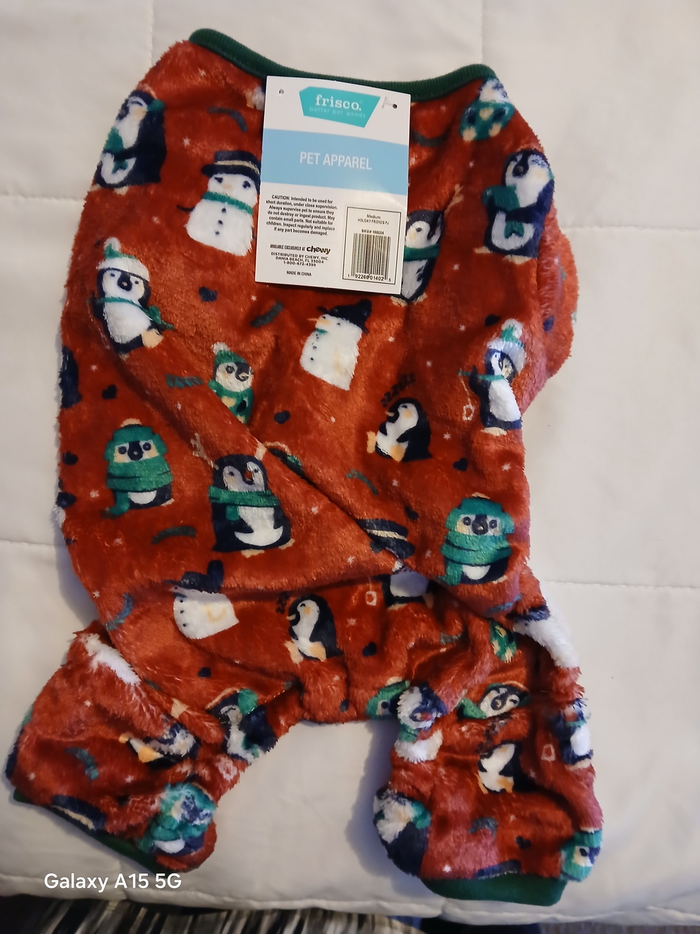 Red Holiday Penguin Plush Dog Onesie